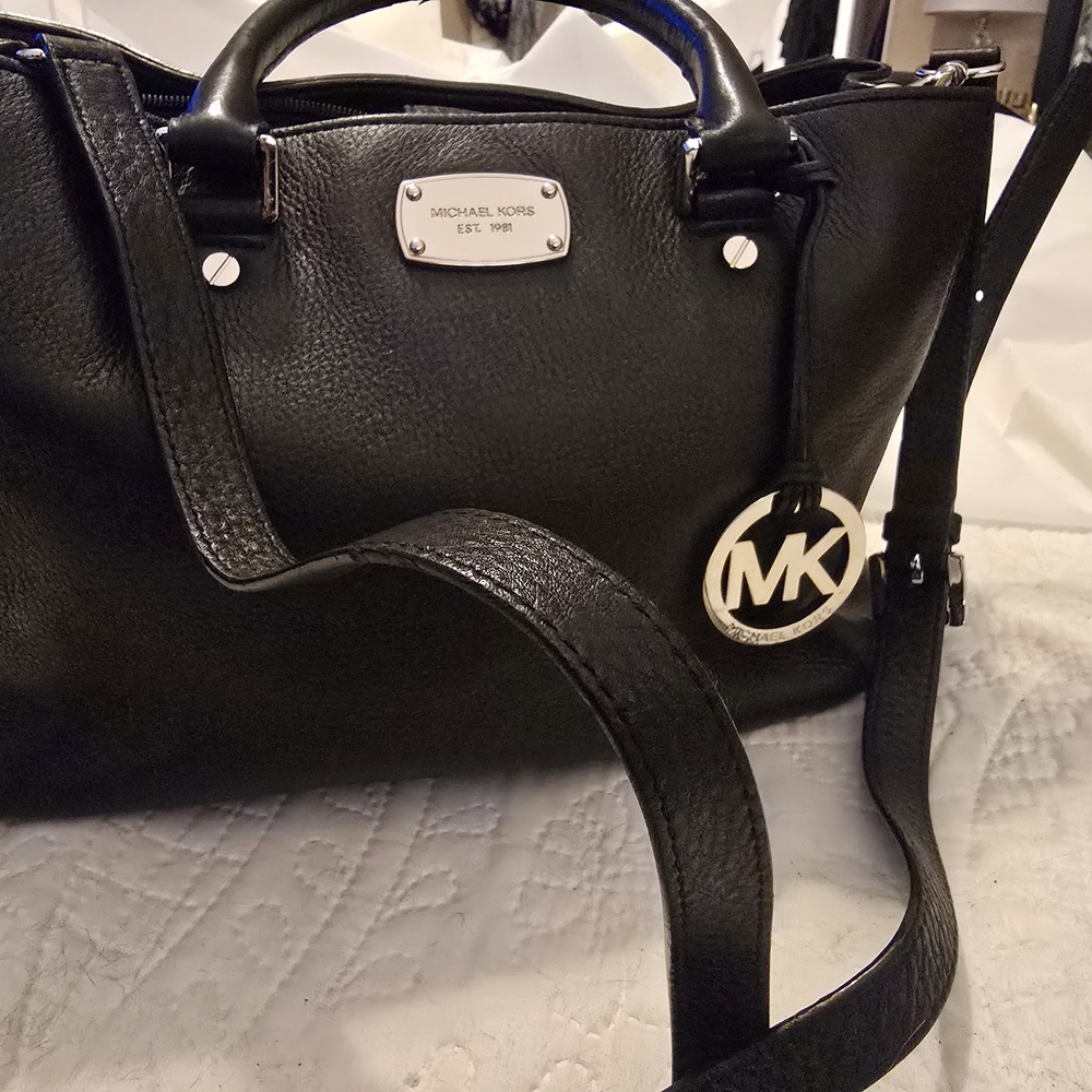 Michael Kors Black Structured Tote with Adjustable Strap